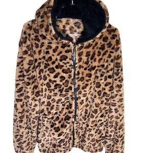 NEW - Soft “LEOPARD PRINT” Faux Fur Jacket , XL
